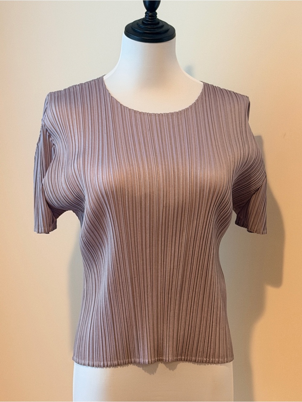 Pleats please Issey Miyake Pleated Short Sleeve Top - Mauve FIRM PRICE